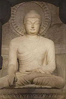 South Korea, Gyeongju, Seokguram Grotto, Granite Buddha Statue South Korea, Gyeongju, Seokguram Grotto, Granite Buddha Statue