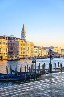 St Mark Bell Tower as seen from Punta della Dogana, with Gondolas and Canalgrande St Mark Bell Tower as seen from Punta della Dogana, with Gondolas and Canalgrande