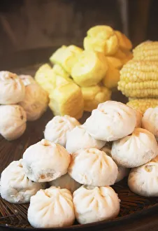 Steamed buns and corn, Shenzhen, Guangdong Province, China Steamed buns and corn, Shenzhen, Guangdong Province, China