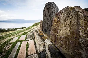 Print of Stele near Sevanavank monastery, Armenia