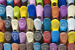 Suk, Marrakech, Morocco. Slippers on sale Suk, Marrakech, Morocco. Slippers on sale