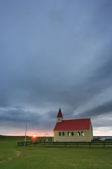 Sundown Church, Brimilsvellir, Olafsvik, Snaefellsness Peninsula, Iceland Sundown Church, Brimilsvellir, Olafsvik, Snaefellsness Peninsula, Iceland