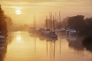 Sunrise over the River Frome at Wareham, Dorset, England, UK Sunrise over the River Frome at Wareham, Dorset, England, UK