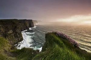 Irish Landmarks Prints: Sunset at Cliffs of Moher, Doolin, Clare, Ireland, Northern Europe