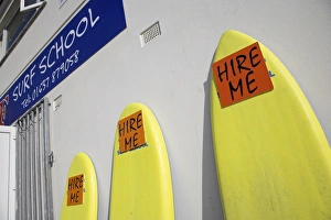 Surf boards for hire on Great Western Beach in Newquay Surf boards for hire on Great Western Beach in Newquay