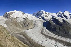 Switzerland, Valais, Zermatt, Gornergrat mountain, Monte Rosa and Glaciers Switzerland, Valais, Zermatt, Gornergrat mountain, Monte Rosa and Glaciers