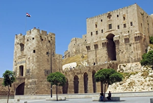 Syria, Aleppo. Entrance to the Citadel Syria, Aleppo. Entrance to the Citadel