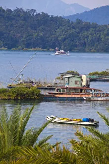Taiwan, Nantou, Fishing boats on Sun Moon Lake Taiwan, Nantou, Fishing boats on Sun Moon Lake