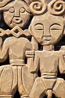 Taiwan, Nantou, Sun Moon Lake, Ita Thao, Carvings on building Taiwan, Nantou, Sun Moon Lake, Ita Thao, Carvings on building