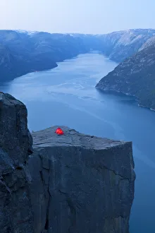 Tent on top of Preikestolen (Pulpit Rock), Norway Tent on top of Preikestolen (Pulpit Rock), Norway