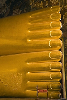 Thailand, Bangkok. Detail of Reclining Buddha feet at Wat Pho Thailand, Bangkok. Detail of Reclining Buddha feet at Wat Pho