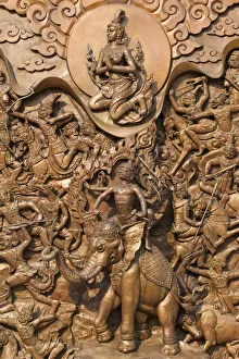 Thailand, Bangkok, Wat Traimit, Fresco Detail Thailand, Bangkok, Wat Traimit, Fresco Detail