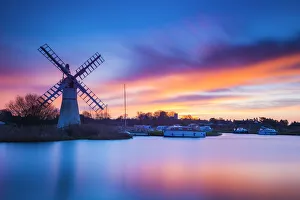 Thurne Mill at Sunrise, Norfolk Broads National Park, Norfolk, England Thurne Mill at Sunrise, Norfolk Broads National Park, Norfolk, England