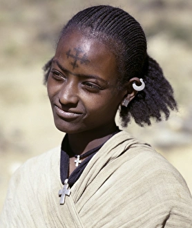 A Tigray woman has a cross of the Ethiopian Orthodox A Tigray woman has a cross of the Ethiopian Orthodox