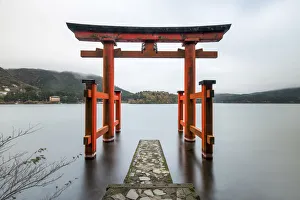 Temple Prints: Torii Gate Print at Hakone Shrine, Japan