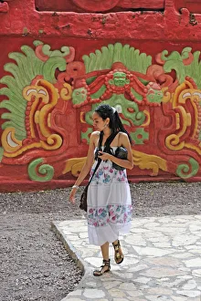 Tourist at the Copan Ruinas, Honduras, Central America Tourist at the Copan Ruinas, Honduras, Central America
