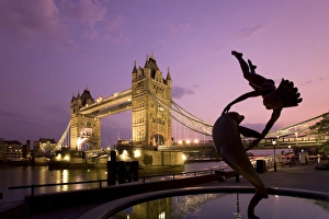 Tower Bridge and Girl with a Dolphin fountain Tower Bridge and Girl with a Dolphin fountain