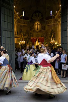 Traditional Dancing Outside The 13th Century Iglesia y Convento Del Carmen, Valencia Traditional Dancing Outside The 13th Century Iglesia y Convento Del Carmen, Valencia