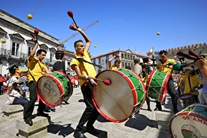 Traditional drummers (Zes Pereiras) acting during the Our Lady of Agony Festivities Traditional drummers (Zes Pereiras) acting during the Our Lady of Agony Festivities