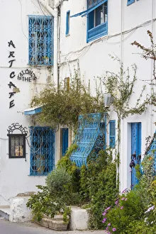 Tunisia, Art Cafe in the Picturesque whitewashed village of Sidi Bou Said Tunisia, Art Cafe in the Picturesque whitewashed village of Sidi Bou Said