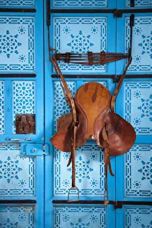 Tunisia, Sidi Bou Said, Dar el-Annabi, 18th century, house detail, old saddle Tunisia, Sidi Bou Said, Dar el-Annabi, 18th century, house detail, old saddle