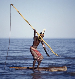 The Turkana spear-fish in the shallow waters of Lake Turkana The Turkana spear-fish in the shallow waters of Lake Turkana