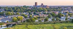 Ely Cathedral Print with Ely Marina and Great Ouse River