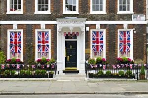 UK, England, London, Queen Annes Gate, house decorated for the wedding of UK, England, London, Queen Annes Gate, house decorated for the wedding of