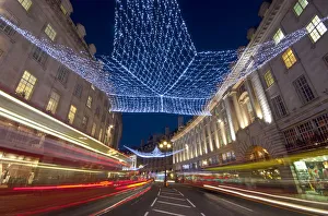 UK, England, London, Regents Street, Christmas Lights and Taxi UK, England, London, Regents Street, Christmas Lights and Taxi