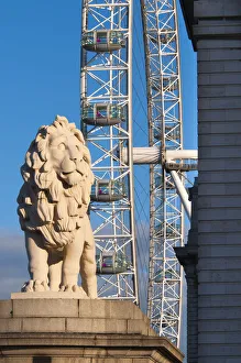 UK, England, London, South Bank Lion and London Eye UK, England, London, South Bank Lion and London Eye