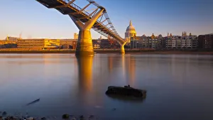 UK, London, St. Pauls Cathedral and Millennium Bridge over River Thames UK, London, St. Pauls Cathedral and Millennium Bridge over River Thames