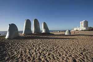 Uruguay, Punta del Este, Playa Brava beach, La Mano en la Arena, Hand in the Sand Uruguay, Punta del Este, Playa Brava beach, La Mano en la Arena, Hand in the Sand