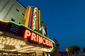 USA, Alabama, Decatur, Dusk, Princess Theatre, Silent Film and Vaudeville Playhouse USA, Alabama, Decatur, Dusk, Princess Theatre, Silent Film and Vaudeville Playhouse
