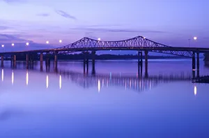 USA, Alabama, Decatur, Steamboat Bill Memorial Bridge, Tennessee River, Dawn USA, Alabama, Decatur, Steamboat Bill Memorial Bridge, Tennessee River, Dawn