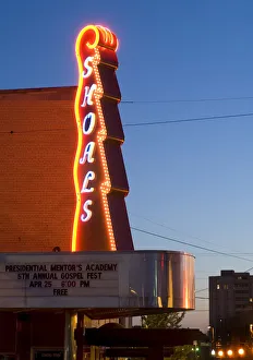 USA, Alabama, Florence, Shoals Theatre, Neon, Dusk USA, Alabama, Florence, Shoals Theatre, Neon, Dusk