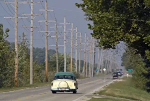 USA, Illinois, Route 66 at Godley, 1950s car USA, Illinois, Route 66 at Godley, 1950s car