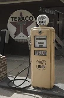 USA, Illinois, Route 66, Williamsville, Old Gas Station, Gas Pumps USA, Illinois, Route 66, Williamsville, Old Gas Station, Gas Pumps