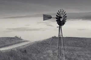 USA, Kansas, Ellsworth County, Windmill, Dirt Road, Smoky Hills Region USA, Kansas, Ellsworth County, Windmill, Dirt Road, Smoky Hills Region