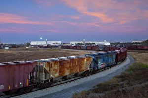 USA, Kansas, Hutchinson, Train Terminal, Loading Grain Into Trains, Grain Elevators USA, Kansas, Hutchinson, Train Terminal, Loading Grain Into Trains, Grain Elevators