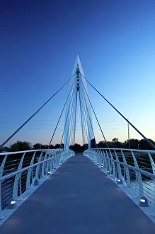 USA, Kansas, Wichita, Keeper Of The Plains Plaza, Suspended Foot Bridge USA, Kansas, Wichita, Keeper Of The Plains Plaza, Suspended Foot Bridge
