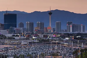 USA, Nevada, Las Vegas, view of The Strip, Las Vegas Boulevard from McCarran International USA, Nevada, Las Vegas, view of The Strip, Las Vegas Boulevard from McCarran International