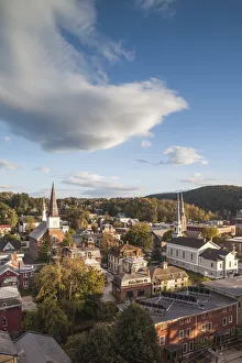 USA, New England, Vermont, Montpelier, elevated town view, sunset USA, New England, Vermont, Montpelier, elevated town view, sunset