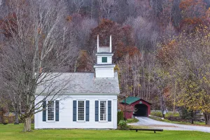 USA, New England, Vermont, West Arlington, town church, autumn USA, New England, Vermont, West Arlington, town church, autumn