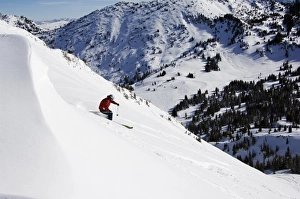USA Utah Salt Lake City Alta Ski Resort Off Piste Skier USA Utah Salt Lake City Alta Ski Resort Off Piste Skier