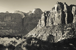 USA, Utah, Virgin, traffic on the Zion-Mt. Carmel Highway, winter USA, Utah, Virgin, traffic on the Zion-Mt. Carmel Highway, winter