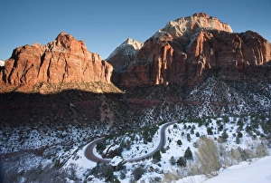 USA, Utah, Zion National Park, Zion-Mt. Carmel Highway, winter, morning USA, Utah, Zion National Park, Zion-Mt. Carmel Highway, winter, morning
