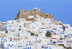 Venetian castle and the whitewashed houses of the Chora, Astypalea, Dodecanese Islands Venetian castle and the whitewashed houses of the Chora, Astypalea, Dodecanese Islands