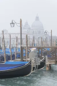 Venice Gondolas Print, Foggy Winter Day