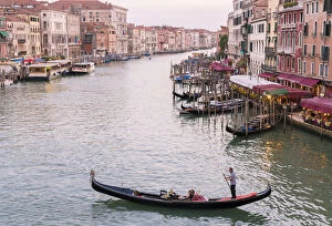 Images Dated 14th September 2016: Venice, Veneto, Italy. Buildings and gondola from Rialto Bridge