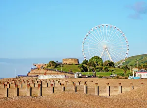 Eastbourne Beach Prints: View towards Ferris Wheel and Martello Tower